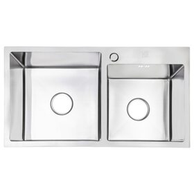 Мийка для кухні з двома чашами інтегрована Lidz Handmade H7843 (LDH7843BRU35387) Brushed Steel 3,0/1,0 мм