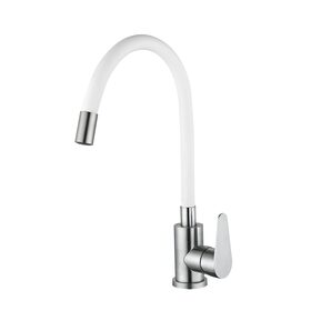 Змішувач для кухні Lidz Vida 015F3 з гнучким виливом (k35) LDVID015F3WHI43357 White / Nickel
