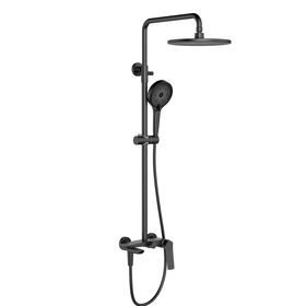 Душова система універсальна Qtap Slavonice на три споживача (з виливом) QTSLA111BLM45911 Black Matt