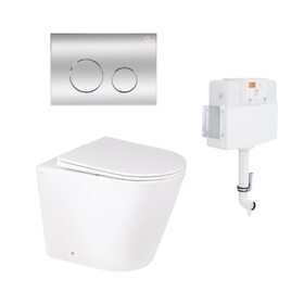 Готове рішення Qtap для ванної кімнати: підлоговий унітаз Swan Rimless + комплект інсталяції Nest 2 в 1 (кругла клавіша Chrome)
