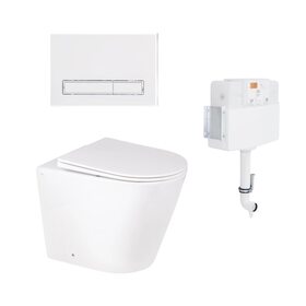 Готове рішення Qtap для ванної кімнати: підлоговий унітаз Swan Rimless + комплект інсталяції Nest 2 в 1 (лінійна клавіша White)