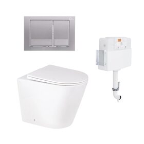 Готове рішення Qtap для ванної кімнати: підлоговий унітаз Swan Rimless + комплект інсталяції Nest 2 в 1 (квадратна клавіша Satin)