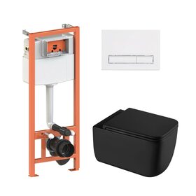 Готове рішення Qtap для ванної кімнати: підвісний унітаз Gemini Ultra Quiet 530х365х373 + комплект інсталяції Nest 4 в 1 (лінійна клавіша White)