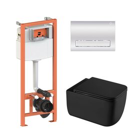 Готове рішення Qtap для ванної кімнати: підвісний унітаз Gemini Ultra Quiet 530х365х373 + комплект інсталяції Nest 4 в 1 (лінійна клавіша Chrome)