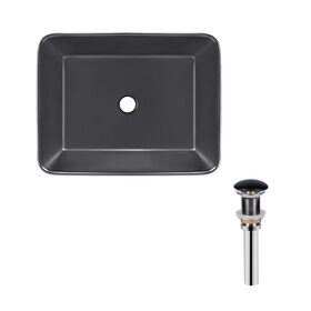 Комплект Qtap Tern: Раковина накладна прамокутна 480х370х135 мм Matt Black + Донний клапан PU03