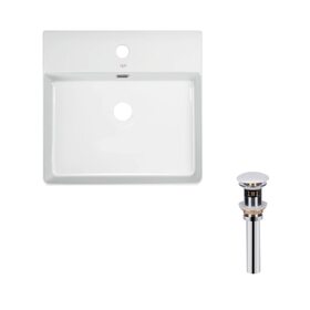 Комплект Qtap Nando LT: Раковина підвісна прамокутна 500х420х130 мм White + Донний клапан PU02O