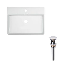 Комплект Qtap Nando LT: Раковина підвісна прамокутна 610х420х140 мм White + Донний клапан PU02O