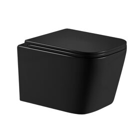 Унітаз підвісний Qtap Crow Ultra Quiet 485×340×290 мм, Matt Black, з сидінням Slim Duroplast/ Soft-close/ Quick Release QT05335171MB
