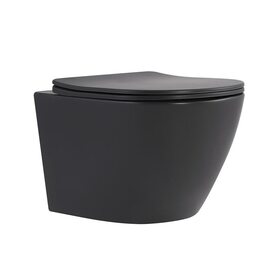 Унітаз підвісний Robin Ultra Quiet 490×365×325 мм, Anthracite, з сидінням Slim Duroplast / Soft-close / Quick Release QT13332381АSAN Qtap
