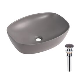 Раковина накладна Qtap Robin 500х380х140 мм, Stone grey, прямокутна, з донним клапаном QT04116302SG