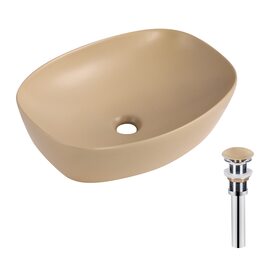 Раковина накладна Qtap Robin 500х380х140 мм, Beige, прямокутна, з донним клапаном QT04116302SB