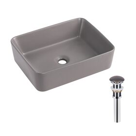 Раковина накладна Qtap Tern 480x370x135 мм, Stone grey, прямокутна, з донним клапаном QT17116069SG