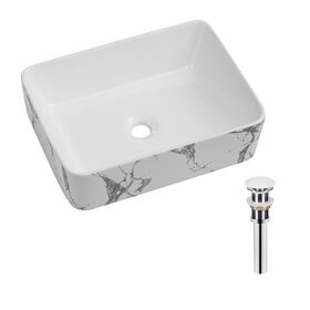 Раковина накладна Qtap Tern 480x370x135 мм, Marble, прямокутна, з донним клапаном QT17116069MR