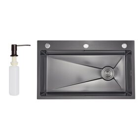 Lidz Handmade H7545B Мийка для кухні інтегрована Decor Black PVD Honeycomb 3,0/1,0 мм LDH7545BDECPVD48373