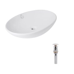 Комплект Qtap Dove: Раковина накладна 635x420x150 мм, White, овальна + Донний клапан Pop-up PU02O