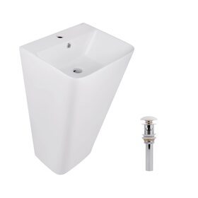 Комплект Qtap Tern: Раковина-моноблок підлогова 440x380x830 мм, White + Донний клапан Pop-up PU02O