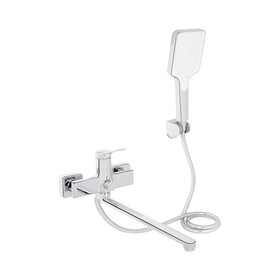 Змішувач для ванни Qtap Arvin з довгим поворотним виливом та душовим гарнітуром QTARV260CRM48641 Chrome