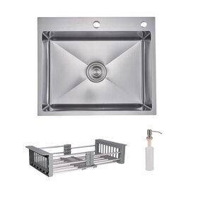 Комплект Lidz Handmade H6050H Мийка для кухні інтегрована Decor Honeycomb у комплекті з дозатором + Lidz K01G Корзина для кухонної мийки